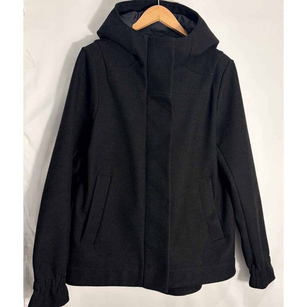 Lululemon Textured knit Hooded Heavyweight Jacket Black Fits 8/10 See Measuremen
